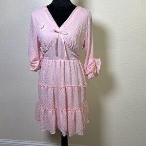 NOT FOR SALE 🎈Almost Famous Classic Pink Sheer Polka Dot Dress.